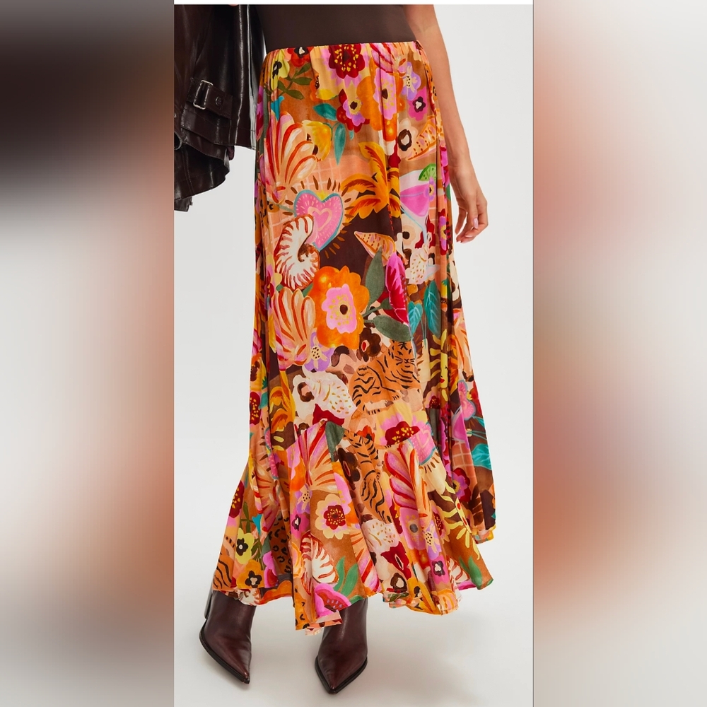 NWT Spell Birth Of Venus Maxi Skirt- Spell Floral Multicolor Maxi Skirt